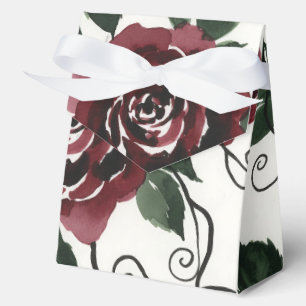 Ballotins Boîte de Faveur Florale de Roses Rouge Foncé