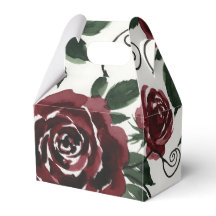 Boîte de Faveur Florale de Roses Rouge Foncé