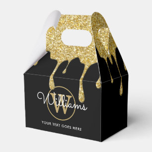 Ballotins Boîte de Favo noire avec monogramme et nom en écri