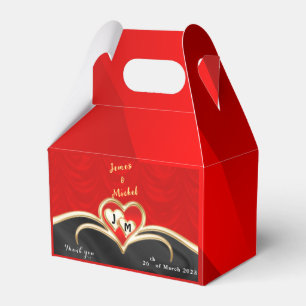 Ballotins Boîte de favoritisme de mariage noir et rouge