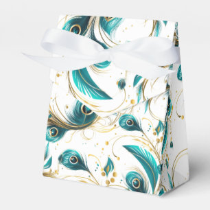 Ballotins Boîte de friandises à thème plumes de paon