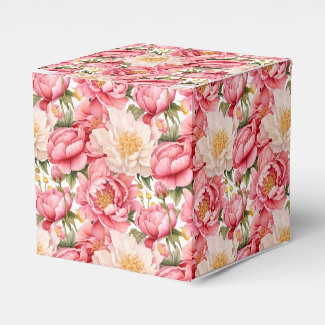 Ballotins Boîte de friandises pour fête aux pivoines roses (Verso)