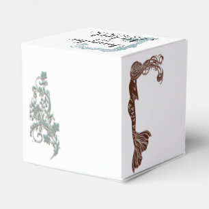 Ballotins Boîte de mariage Art Déco Brown et Turquoise