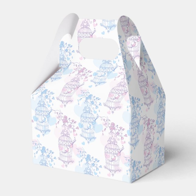 Ballotins Boîte de mariage bleu violet rose volière (Arrière)