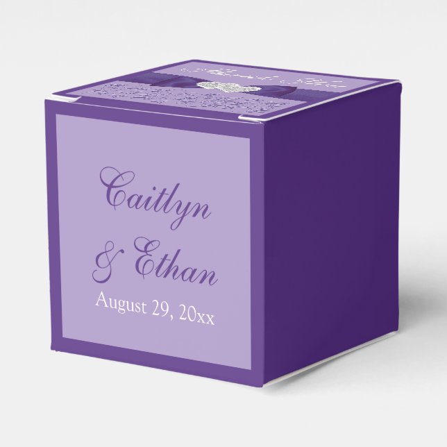 Ballotins Boîte de mariage florale blanche violette IMPRIMÉE (Verso)