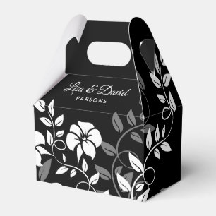 Ballotins Boîte de mariage florale noire et blanche