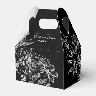Ballotins Boîte de mariage florale noire et blanche élégante
