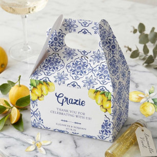 Ballotins Boîte de mariage Méditerranéen tuile bleue citron