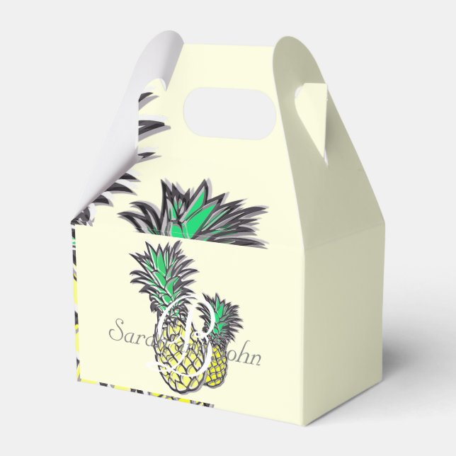 Ballotins Boîte de mariage moderne à ananas tropicale (Verso)