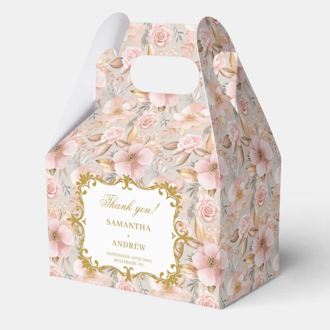 Ballotins Boîte de mariage moderne Blush Gold Favor Texte pe (Modern Blush Gold Wedding Favor Box Custom Text)