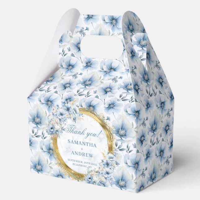 Ballotins Boîte de Merci Mariage Boho Light Blue Gold Chic (Chic Boho Light Blue Gold Wedding Thank You Box)