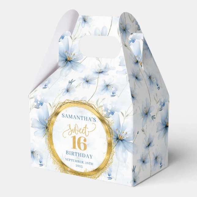 Ballotins Boîte de Parties scintillant en or Pastel Blue Swe (Unique Pastel Blue Sweet Sixteen Gold Glitter Box)