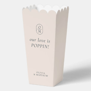 Ballotins Boîte de pop-corn à monogramme rose blush chic