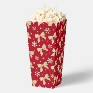 Ballotins Boîte de pop-corn avec motif de nœud doré et rouge