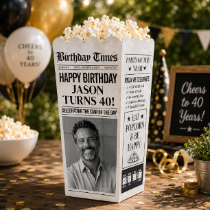 Ballotins Boîte de Popcorn d'Anniversaire Personnalisée, Boî