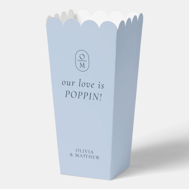 Ballotins Boîte de Popcorn de Faveur de Monogramme Bleu Past (Recto)