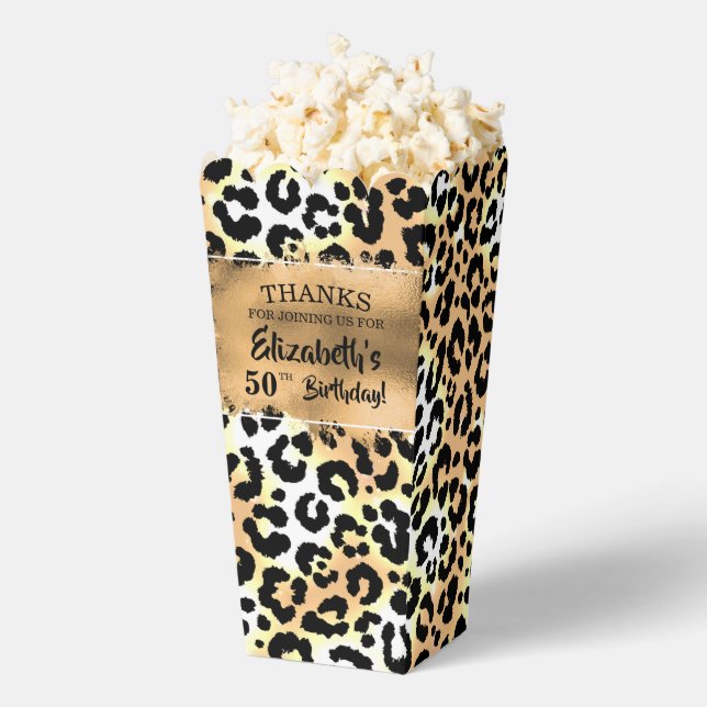 Ballotins Boîte de Popcorn en Faux Feuille de Léopard (Sauté)