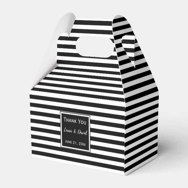 Ballotins Boîte de préférence de mariage en noir et blanc ra (Arrière)