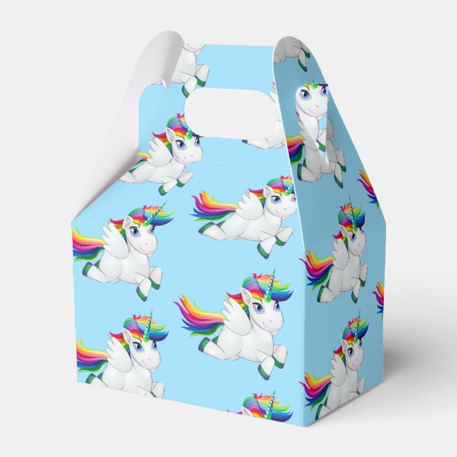 Ballotins Boîte de préférence Rainbow Unicorn Party (Verso)