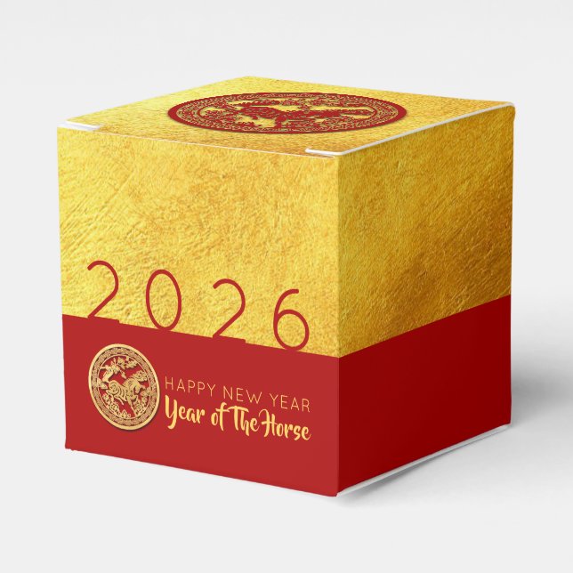 Ballotins Boîte de réception Red Gold Horse 2026 Party Favor (Verso)