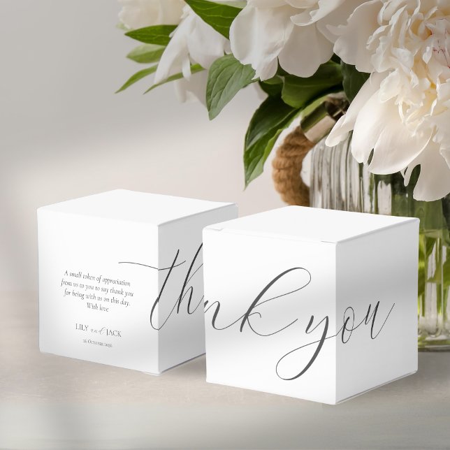 Ballotins Boîte de remerciement de mariage chic blanc | Boît (Créateur téléchargé)