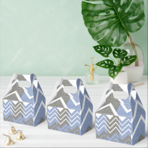 Ballotins Boîte Gable Favor Marron Bleu et Blanc