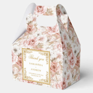Ballotins Boîte moderne dorée rose rose or floral or boîte d