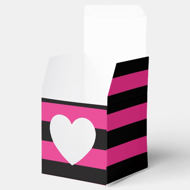 Ballotins Boîtes à gâteau Hot Rose & Black Stripes (Ouvert)