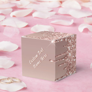 Ballotins Boîtes Cadeaux Pailletées Or Rose Texte Personnali