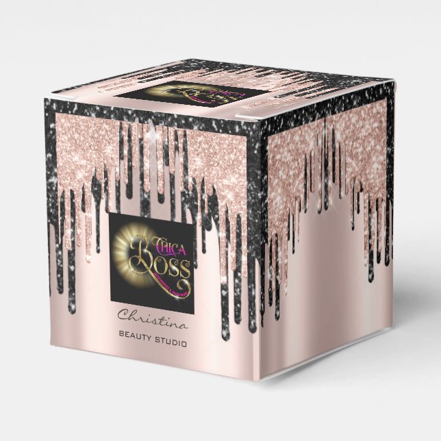 Ballotins Boîtes de beauté noire Rose de logo (Verso)