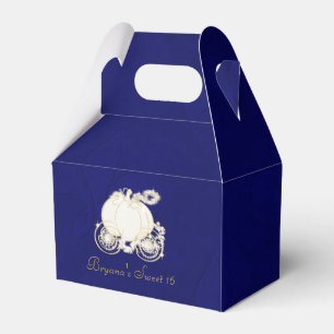 Ballotins Boîtes de cadeaux de fête bleues de Carrosse en Or