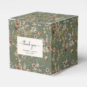 Ballotins Boîtes de cadeaux de mariage Boho Merci Vert