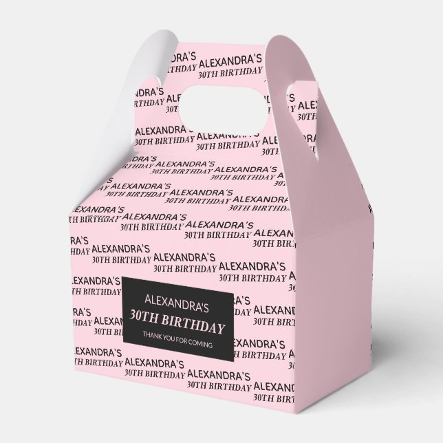 Ballotins Boîtes de faveurs d'anniversaire Rose Pâle Nom & Â (Verso)