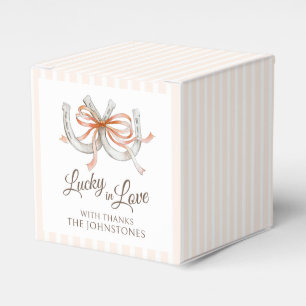 Ballotins Boîtes de mariage à l'aquarelle ruban orange fers