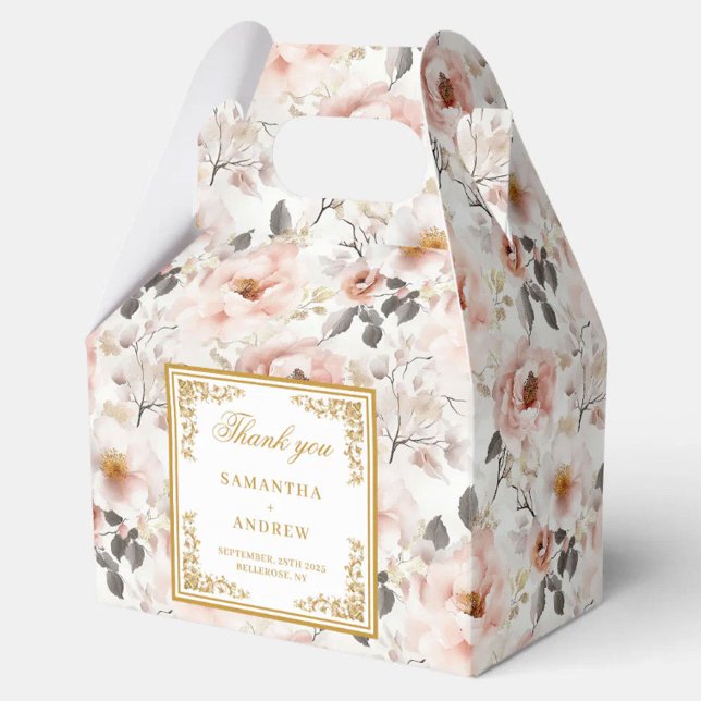 Ballotins Boîtes de mariage sophistiquées en or rose pâle (Sophisticated dusty pink gold wedding favor boxes)
