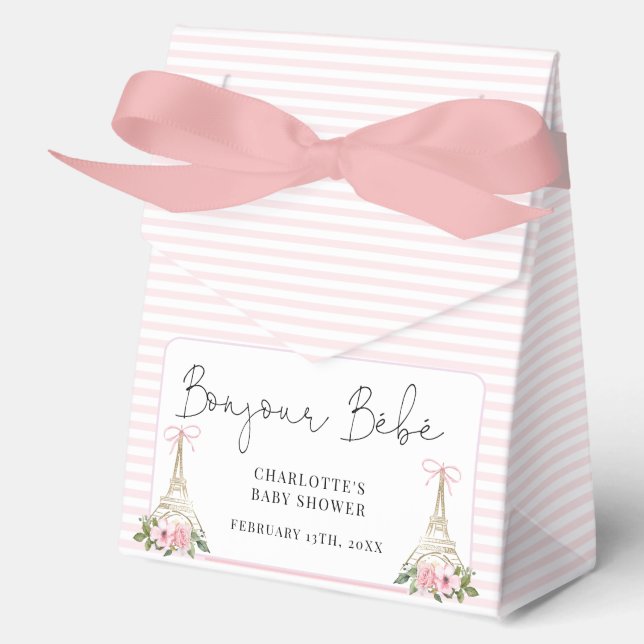 Ballotins Bonjour Bebe Paris Baby shower Eiffel rose françai (Recto)