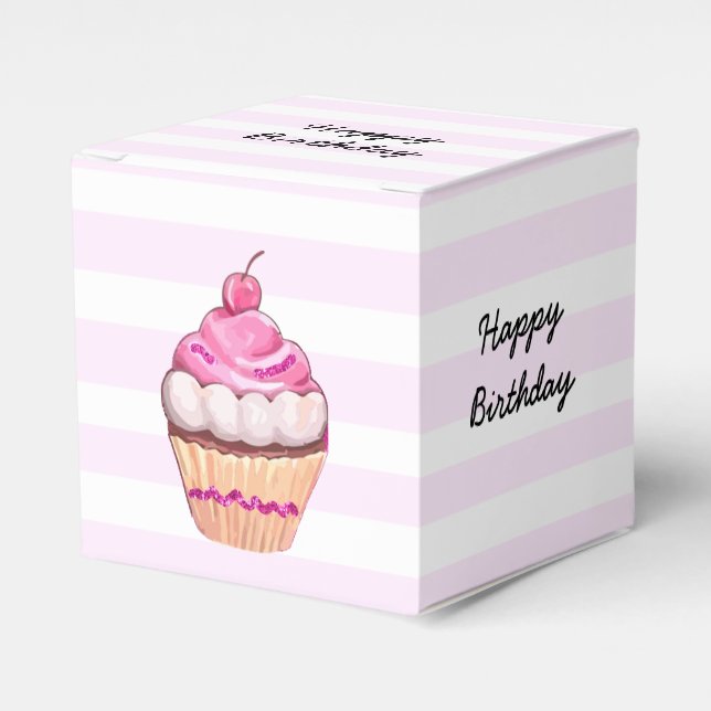 Ballotins Bonne boîte de gâteau de cerise rose anniversaire (Verso)