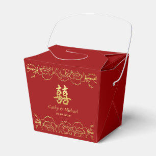 Ballotins Bordure florale en or rouge mariage chinois double