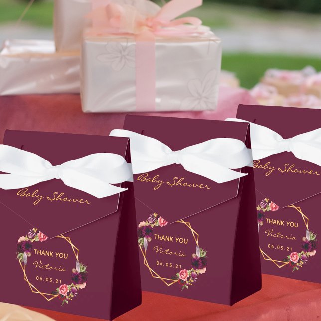 Ballotins Boucles géométriques d'or bordeaux baby shower fil (Créateur téléchargé)