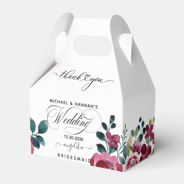 Ballotins Bourgogne Rouge Floral Rustique Boho Mariage Merci (Verso)