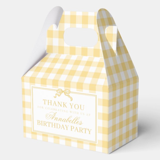 Ballotins Bow d'anniversaire Coquette en vichy jaune Gable F (Recto)