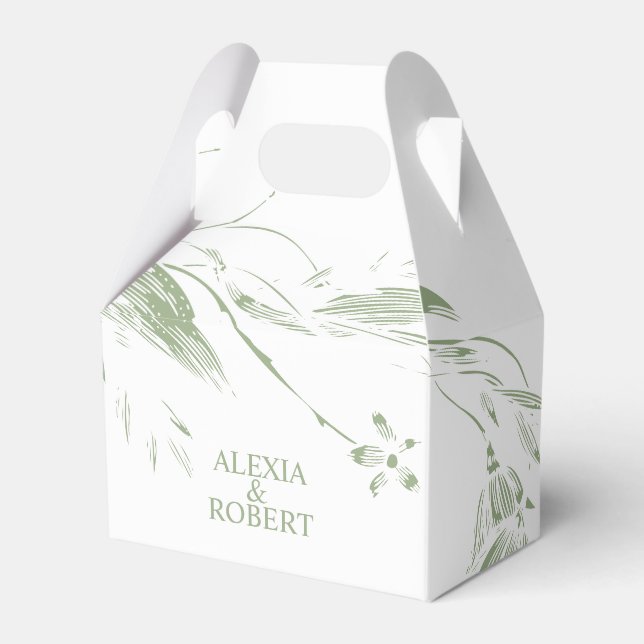 Ballotins Branche avec mariage de fleurs vert et blanc sauge (Verso)