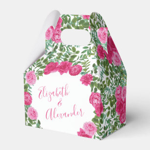 Ballotins Bright rose Floral Mariage Favor Box