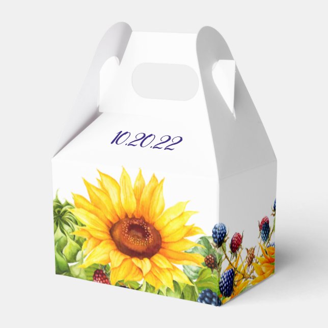 Ballotins Bright Sunflower Rustique Mariage Favor Box (Arrière)