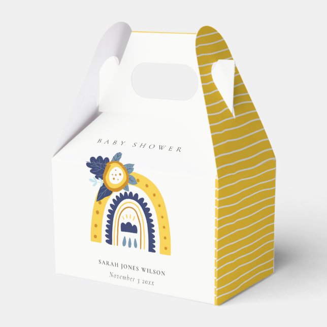 Ballotins Bright Yellow Navy Boho Floral Rainbow Baby shower (Arrière)