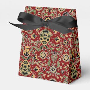 Ballotins Broderie folle Jaune, Vert, Noir sur Rouge profond