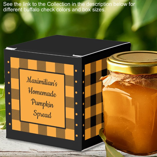 Ballotins Buffalo Check - orange et noir - classique (Buffalo Check - Orange and Black - Classic Favor Boxes by Leapfroglisics Shop)