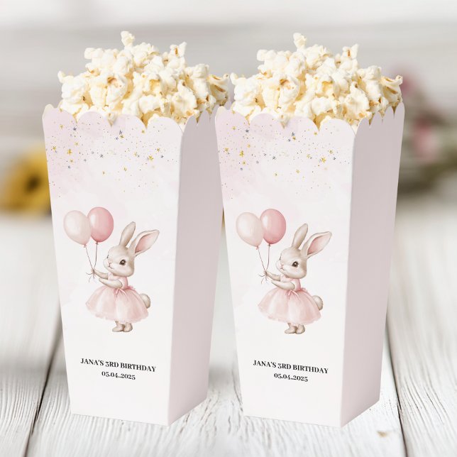 Ballotins Bunny Anniversaire Pastel Rose | Sac de traitement (Créateur téléchargé)