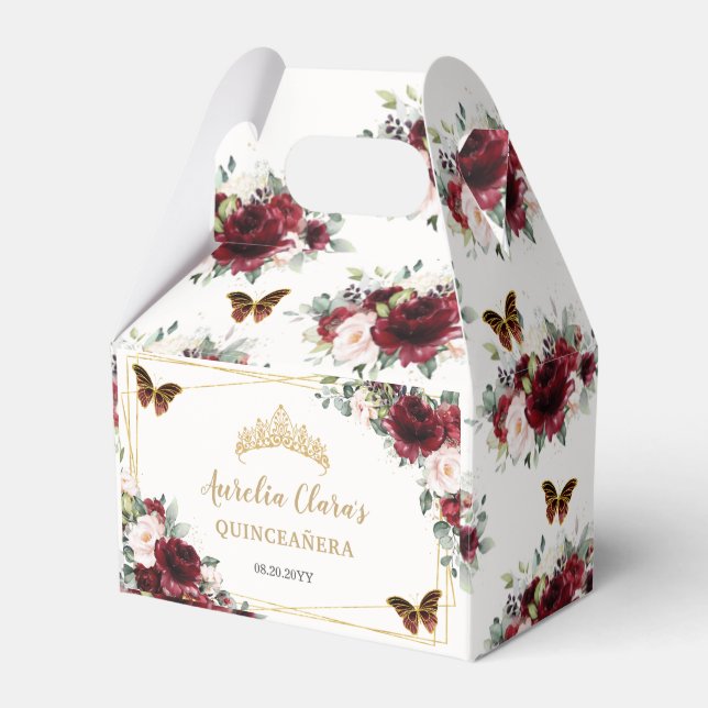 Ballotins Burgundy Blush Floral Butterflies Gold Tiara (Verso)
