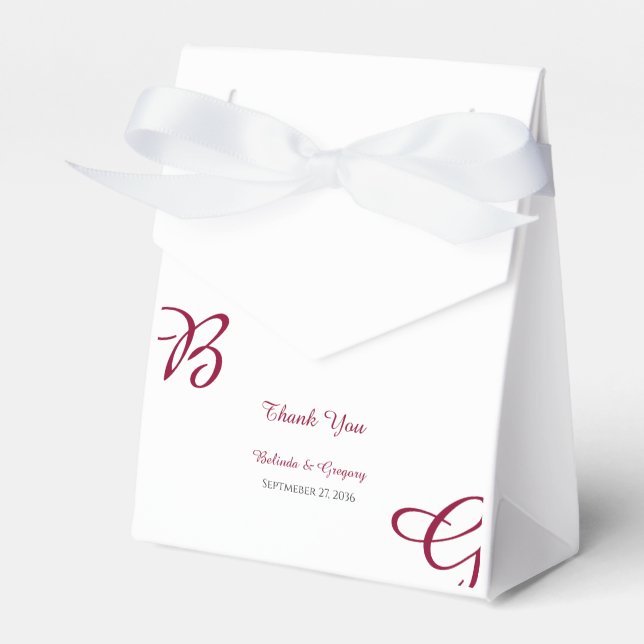 Ballotins Burgundy Maroon Initiales Mariage de automne d'aut (Verso)